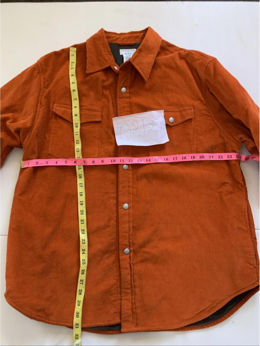 Mens Covington Corduroy Shirt Jacket Orange Lined Snap Fleece Lined XL - Picture 7 of 7